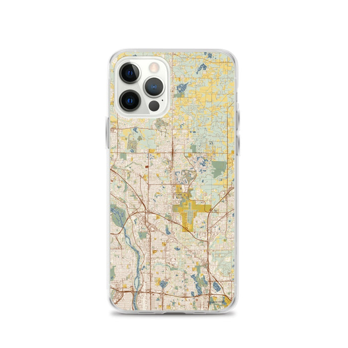 Custom iPhone 12 Pro Blaine Minnesota Map Phone Case in Woodblock