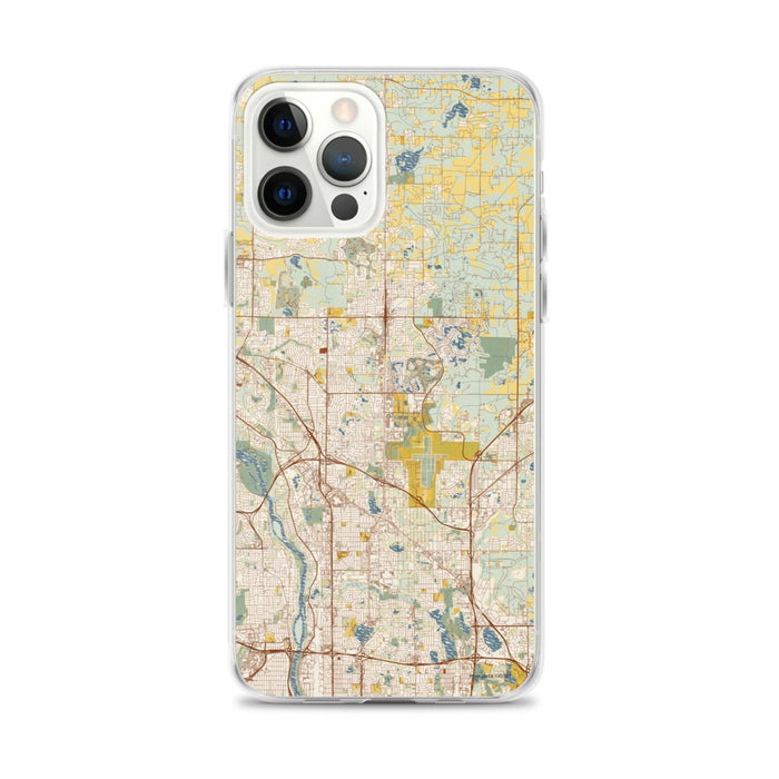 Custom iPhone 12 Pro Max Blaine Minnesota Map Phone Case in Woodblock