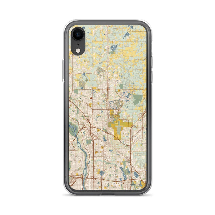 Custom iPhone XR Blaine Minnesota Map Phone Case in Woodblock