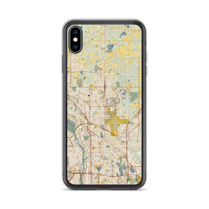 Custom iPhone XS Max Blaine Minnesota Map Phone Case in Woodblock