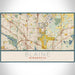 Blaine Minnesota Map Print Landscape Orientation in Woodblock Style With Shaded Background