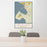 24x36 Blaine Washington Map Print Portrait Orientation in Woodblock Style Behind 2 Chairs Table and Potted Plant