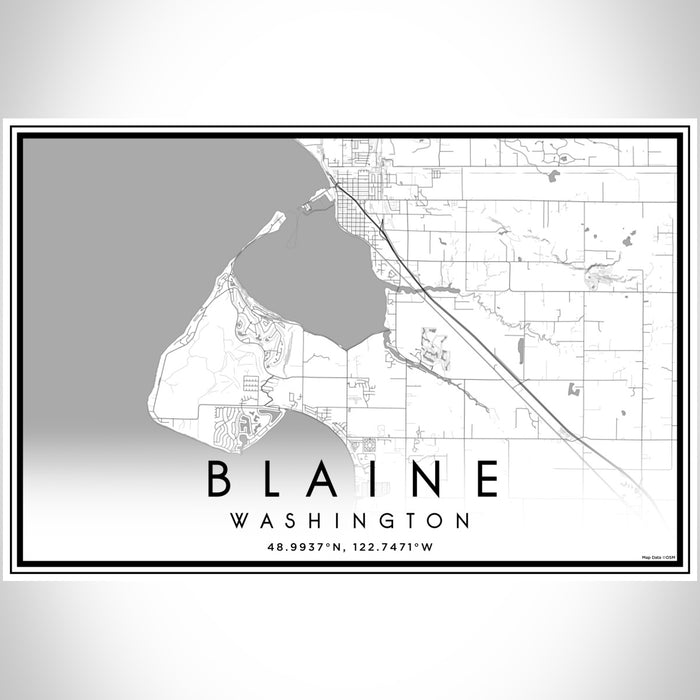 Blaine Washington Map Print Landscape Orientation in Classic Style With Shaded Background