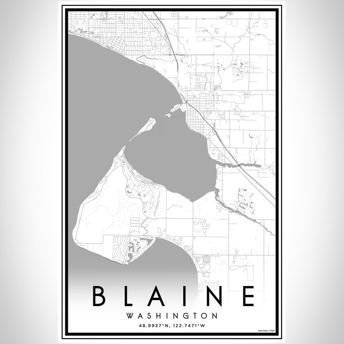Blaine Washington Map Print Portrait Orientation in Classic Style With Shaded Background