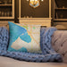 Custom Blaine Washington Map Throw Pillow in Watercolor on Cream Colored Couch
