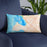Custom Blaine Washington Map Throw Pillow in Watercolor on Blue Colored Chair