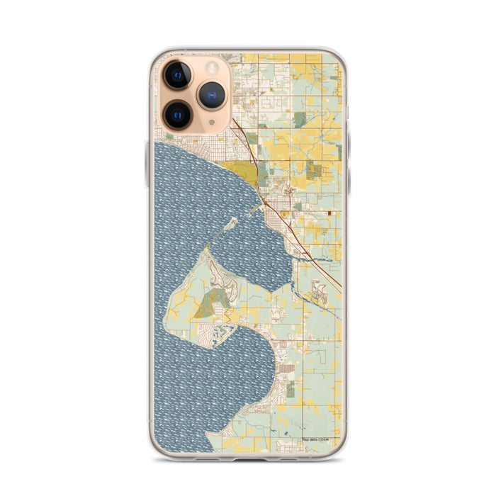 Custom iPhone 11 Pro Max Blaine Washington Map Phone Case in Woodblock