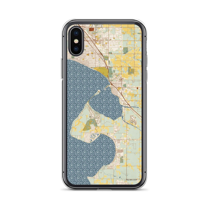 Custom iPhone X/XS Blaine Washington Map Phone Case in Woodblock
