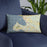 Custom Blaine Washington Map Throw Pillow in Woodblock on Blue Colored Chair
