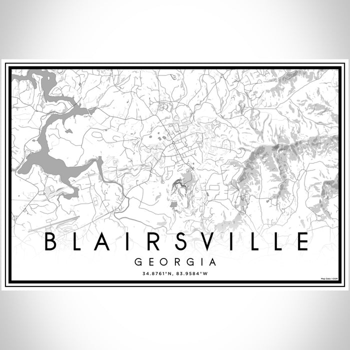Blairsville Georgia Map Print Landscape Orientation in Classic Style With Shaded Background