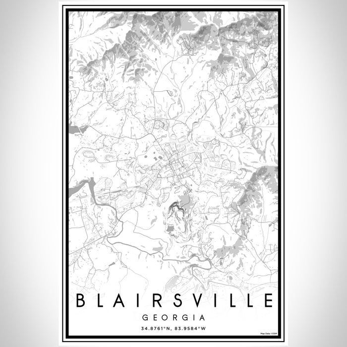 Blairsville Georgia Map Print Portrait Orientation in Classic Style With Shaded Background