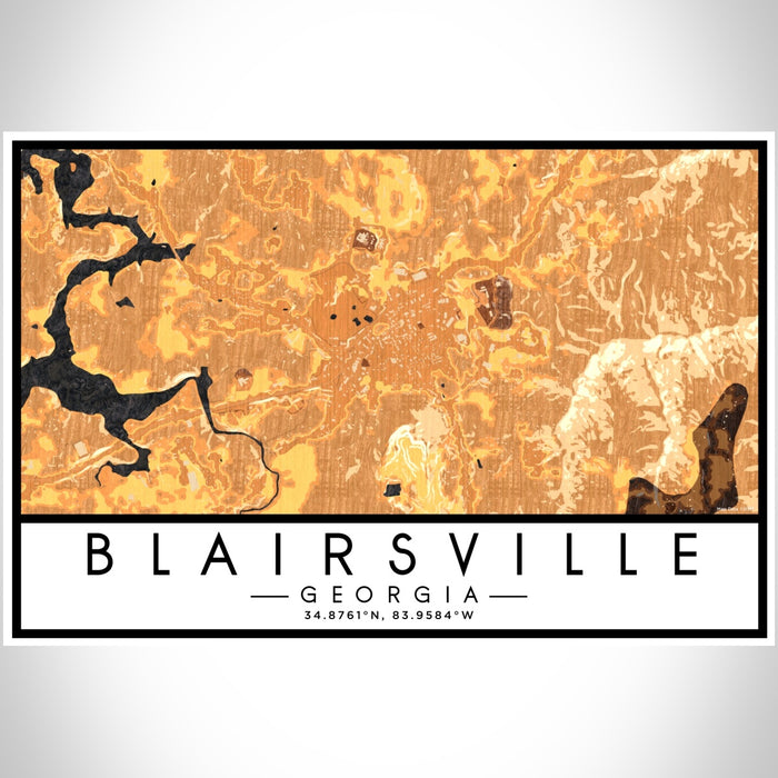 Blairsville Georgia Map Print Landscape Orientation in Ember Style With Shaded Background