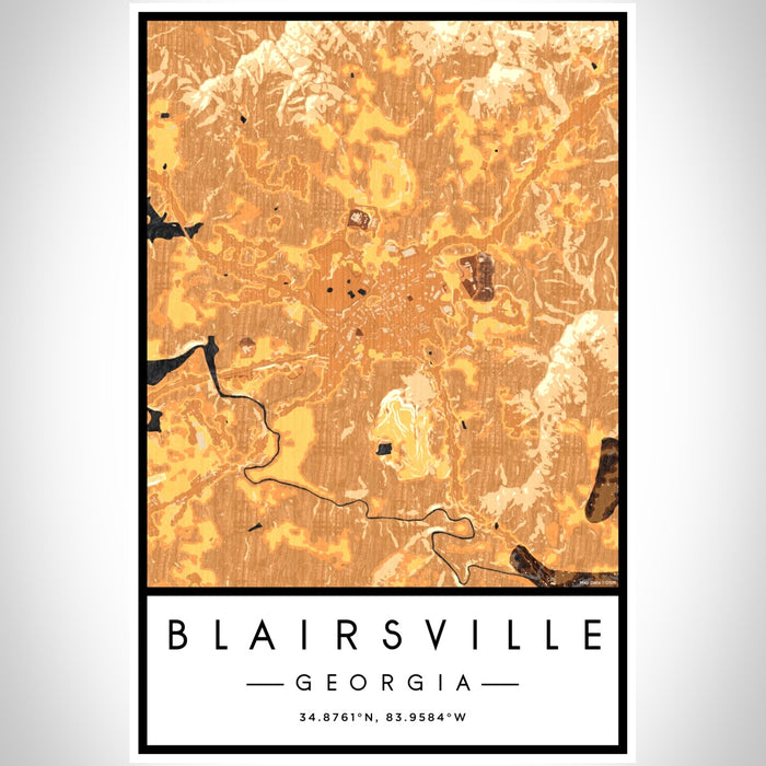 Blairsville Georgia Map Print Portrait Orientation in Ember Style With Shaded Background