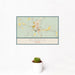 12x18 Blanco Texas Map Print Landscape Orientation in Woodblock Style With Small Cactus Plant in White Planter