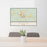 24x36 Blanco Texas Map Print Lanscape Orientation in Woodblock Style Behind 2 Chairs Table and Potted Plant