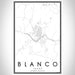 Blanco Texas Map Print Portrait Orientation in Classic Style With Shaded Background