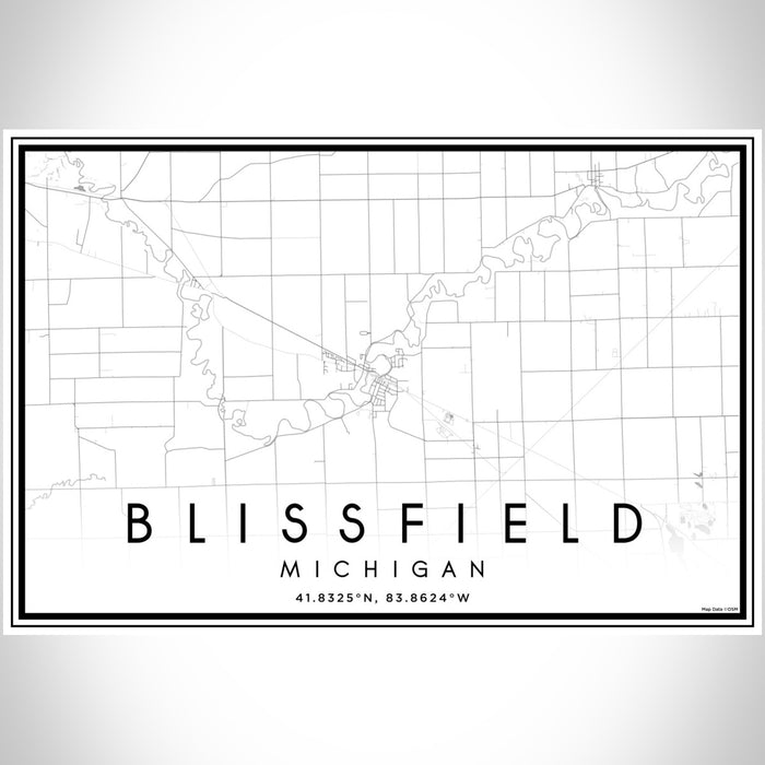 Blissfield Michigan Map Print Landscape Orientation in Classic Style With Shaded Background