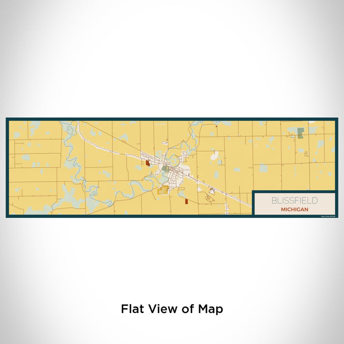 Flat View of Map Custom Blissfield Michigan Map Enamel Mug in Woodblock