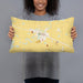 Person holding 20x12 Custom Blissfield Michigan Map Throw Pillow in Woodblock