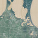 Block Island Rhode Island Map Print in Afternoon Style Zoomed In Close Up Showing Details