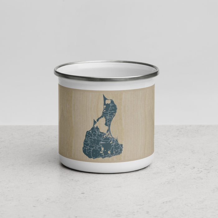 Front View Custom Block Island Rhode Island Map Enamel Mug in Afternoon