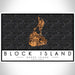 Block Island Rhode Island Map Print Landscape Orientation in Ember Style With Shaded Background
