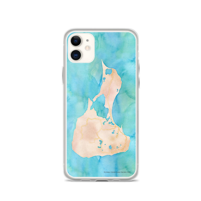 Custom iPhone 11 Block Island Rhode Island Map Phone Case in Watercolor