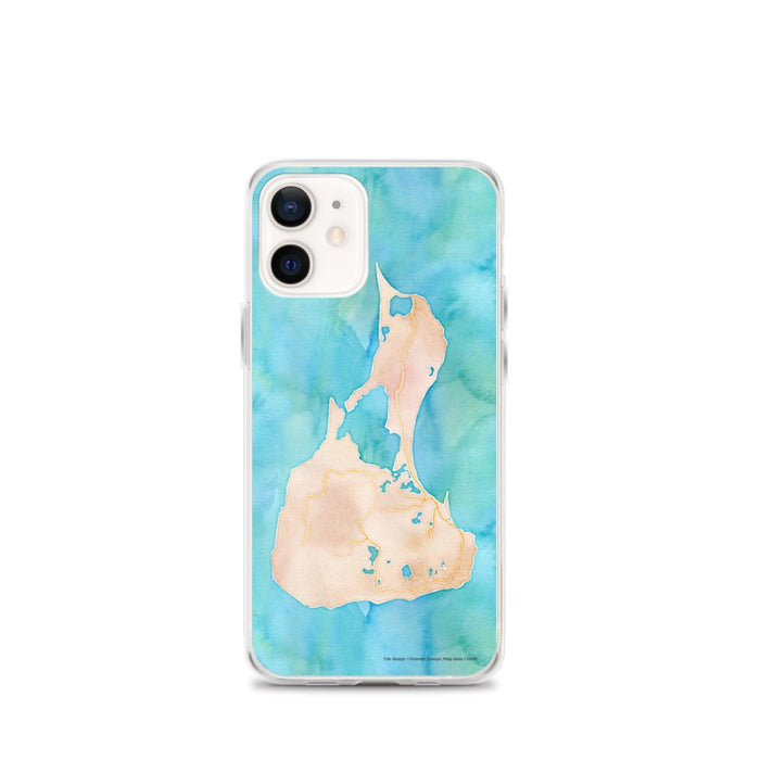 Custom iPhone 12 mini Block Island Rhode Island Map Phone Case in Watercolor
