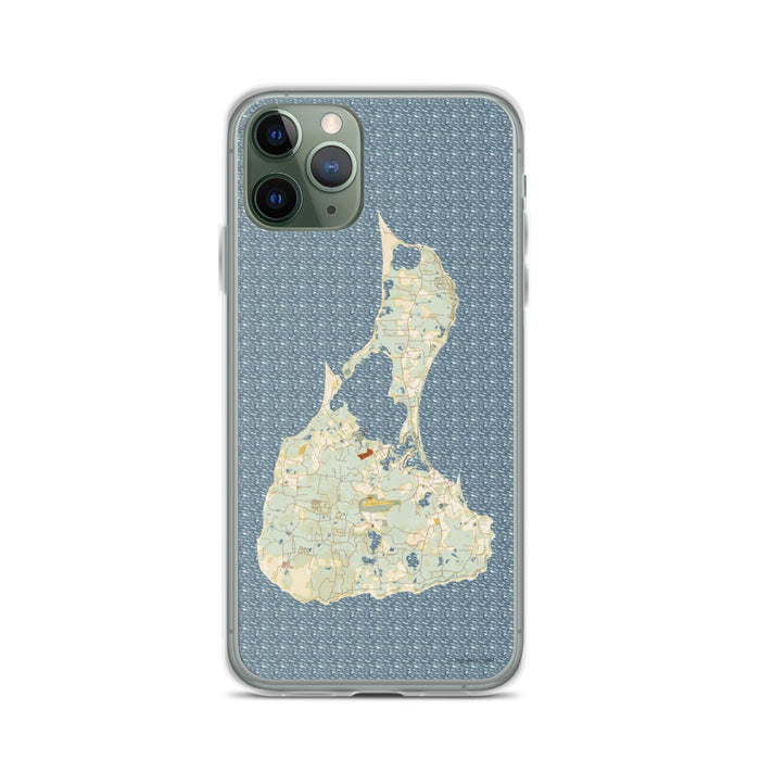 Custom iPhone 11 Pro Block Island Rhode Island Map Phone Case in Woodblock