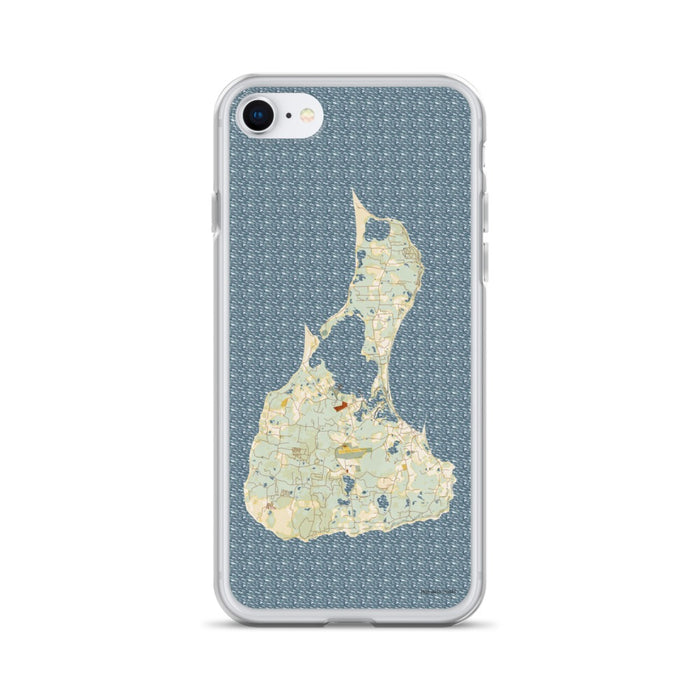 Custom iPhone SE Block Island Rhode Island Map Phone Case in Woodblock