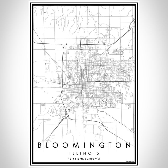 Bloomington Illinois Map Print Portrait Orientation in Classic Style With Shaded Background