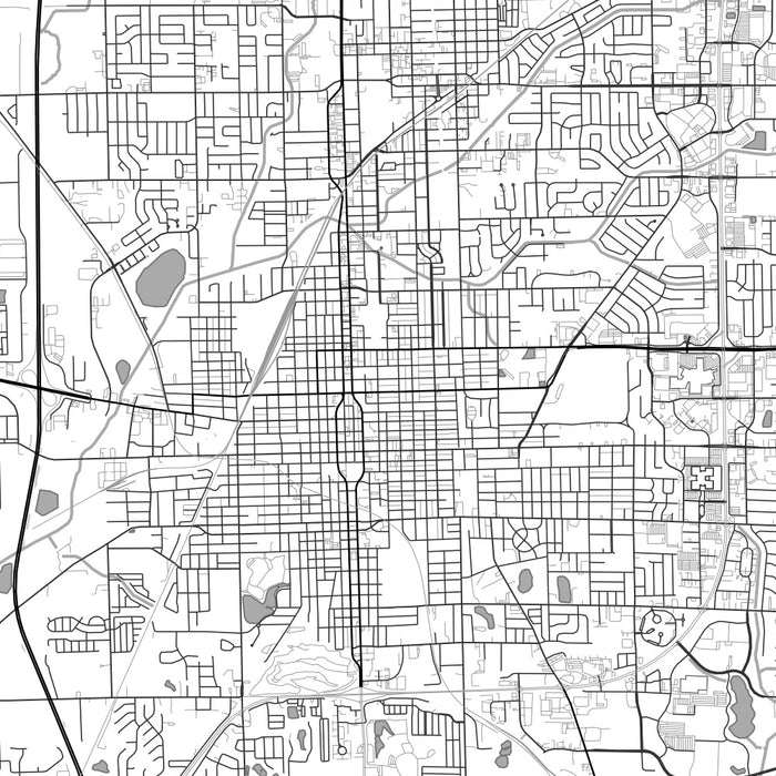 Bloomington Illinois Map Print in Classic Style Zoomed In Close Up Showing Details