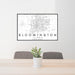 24x36 Bloomington Illinois Map Print Landscape Orientation in Classic Style Behind 2 Chairs Table and Potted Plant