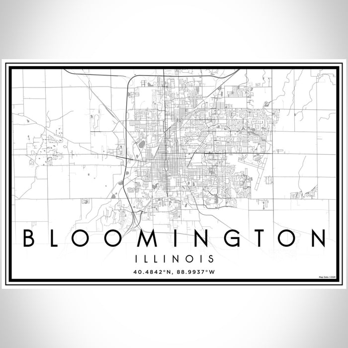 Bloomington Illinois Map Print Landscape Orientation in Classic Style With Shaded Background