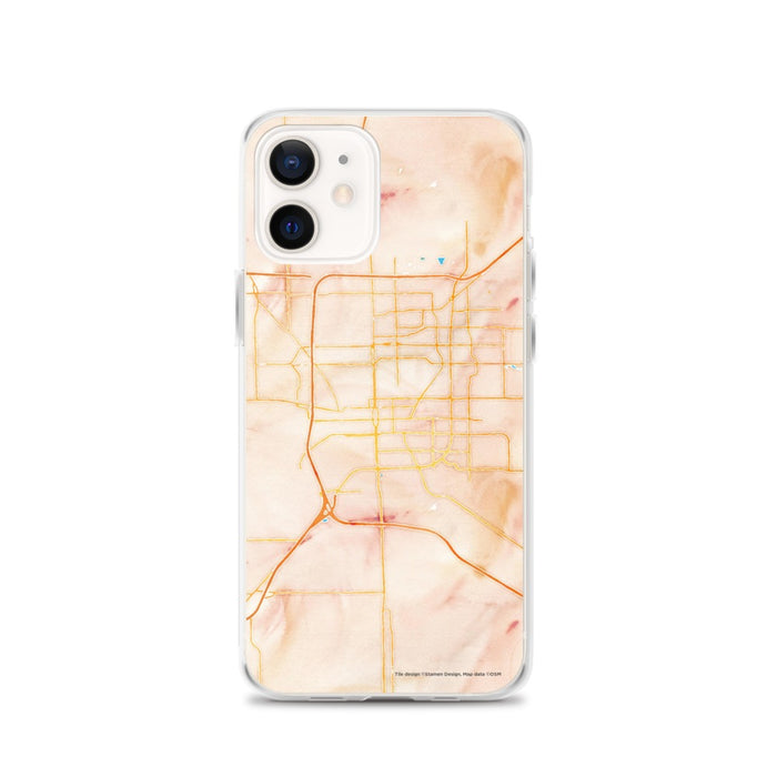 Custom Bloomington Illinois Map iPhone 12 Phone Case in Watercolor
