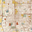 Bloomington Illinois Map Print in Woodblock Style Zoomed In Close Up Showing Details