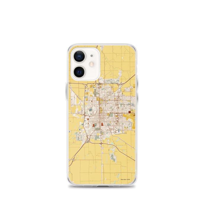 Custom Bloomington Illinois Map iPhone 12 mini Phone Case in Woodblock