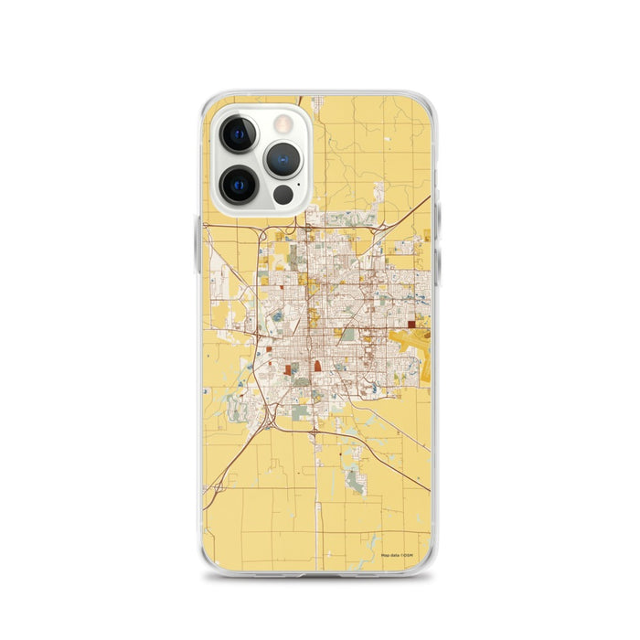 Custom Bloomington Illinois Map iPhone 12 Pro Phone Case in Woodblock