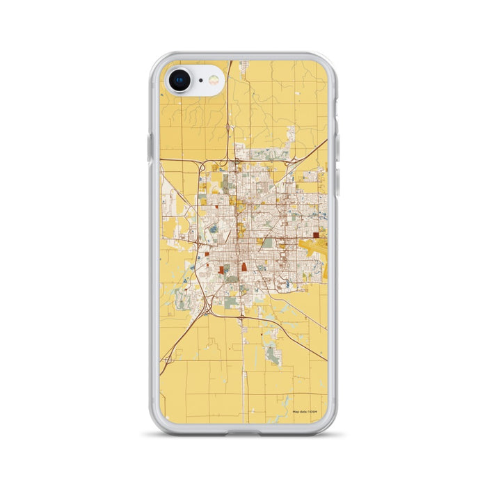 Custom Bloomington Illinois Map iPhone SE Phone Case in Woodblock