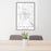 24x36 Bloomington Indiana Map Print Portrait Orientation in Classic Style Behind 2 Chairs Table and Potted Plant