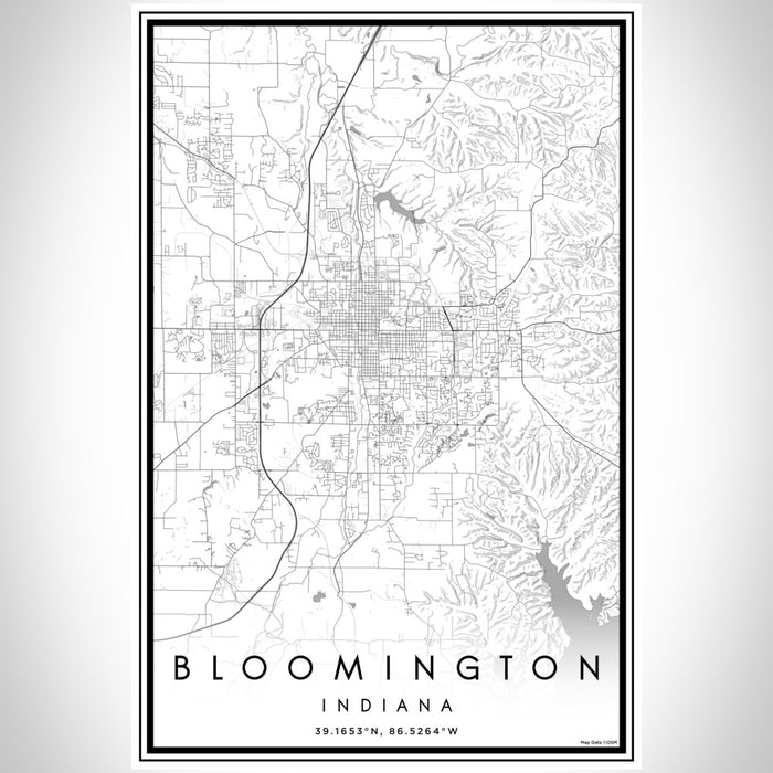 Bloomington Indiana Map Print Portrait Orientation in Classic Style With Shaded Background