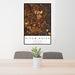 24x36 Bloomington Indiana Map Print Portrait Orientation in Ember Style Behind 2 Chairs Table and Potted Plant