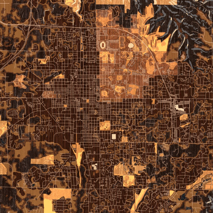 Bloomington Indiana Map Print in Ember Style Zoomed In Close Up Showing Details