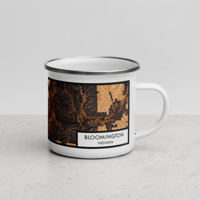 Right View Custom Bloomington Indiana Map Enamel Mug in Ember