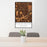 24x36 Bloomington Minnesota Map Print Portrait Orientation in Ember Style Behind 2 Chairs Table and Potted Plant