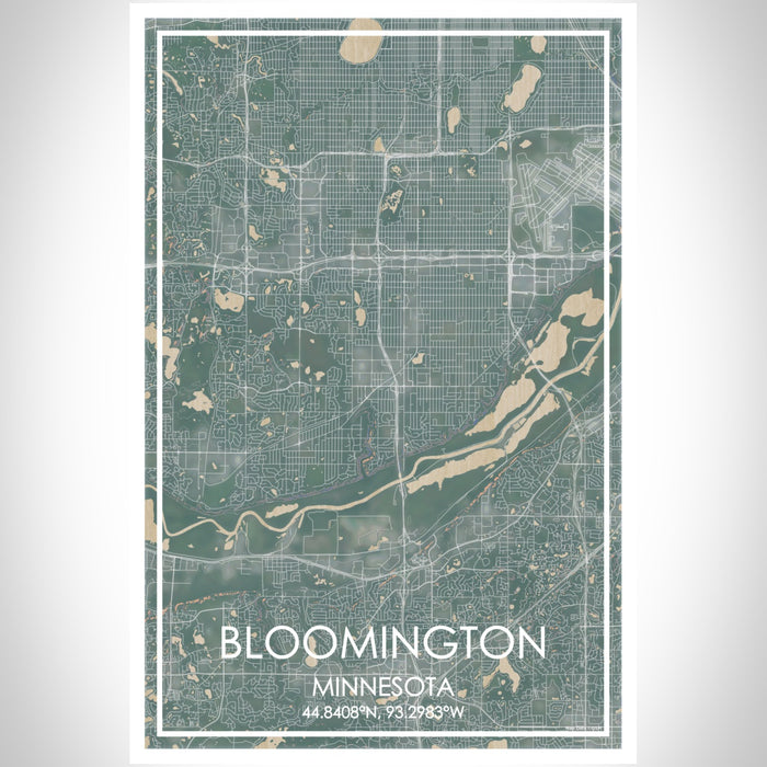 Bloomington Minnesota Map Print Portrait Orientation in Afternoon Style With Shaded Background
