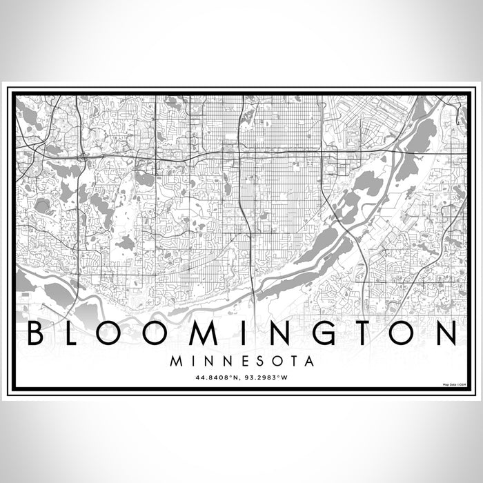 Bloomington Minnesota Map Print Landscape Orientation in Classic Style With Shaded Background