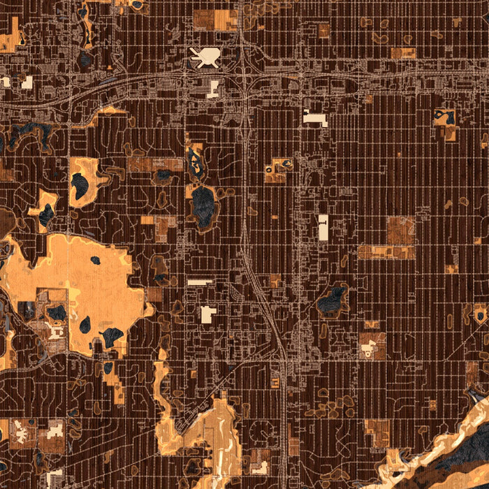 Bloomington Minnesota Map Print in Ember Style Zoomed In Close Up Showing Details