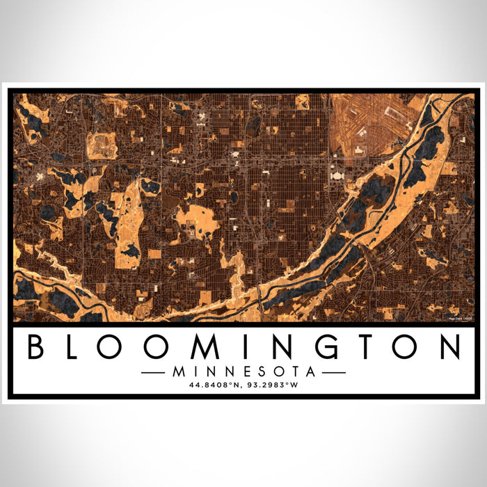 Bloomington Minnesota Map Print Landscape Orientation in Ember Style With Shaded Background