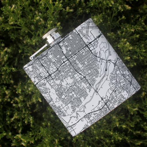 Bloomington Minnesota Custom Engraved City Map Inscription Coordinates on 6oz Stainless Steel Flask in White